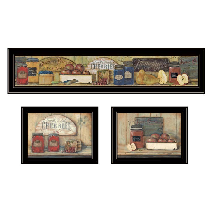 "Country Kitchen" Framed Wall Art by Pam Britton for wholesale by Trendy Decor 4U
