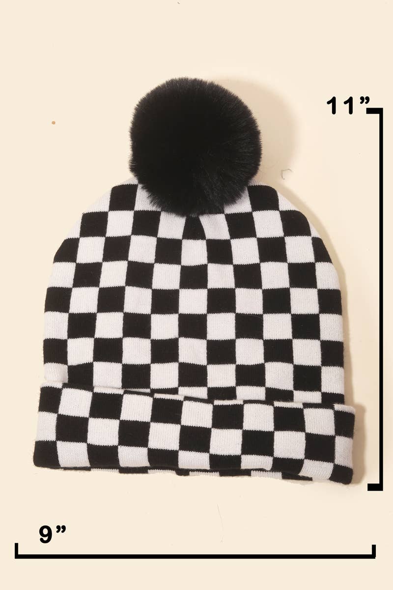 Anarchy Street - Wholesale Beanie - Women's - Checkered Pom Beanie1