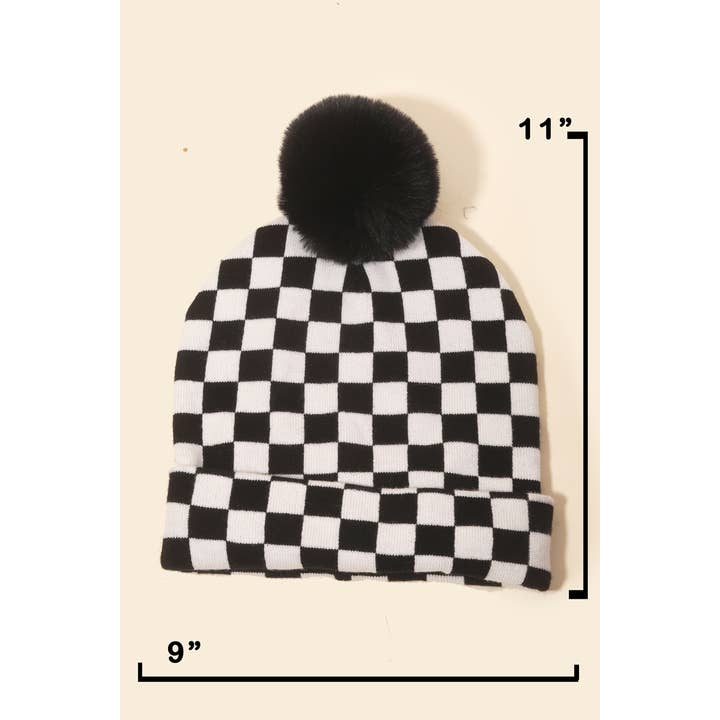 Anarchy Street – Großhandel Beanie – Damen – Karierte Bommelmütze1