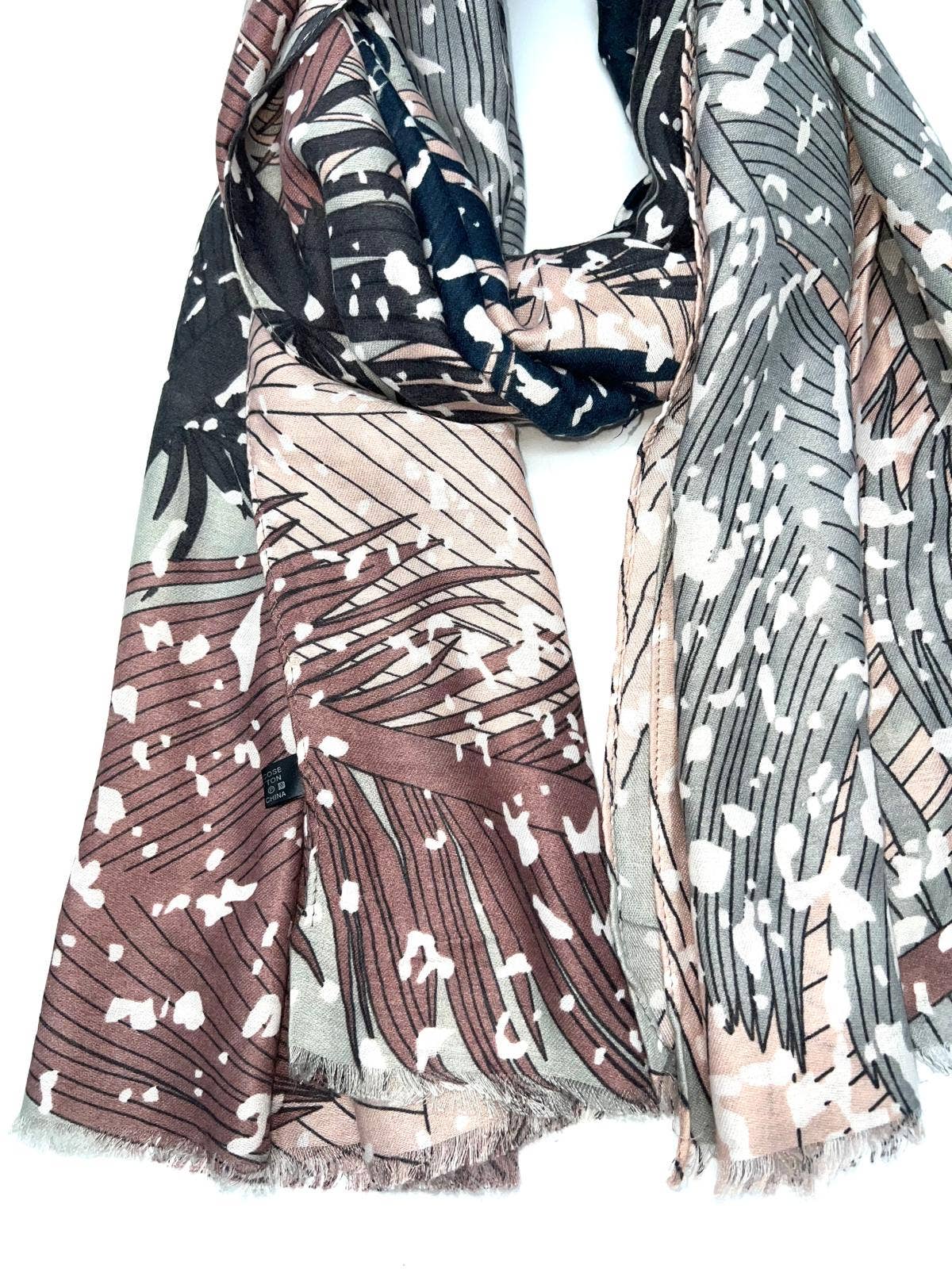 LINETA - Wholesale Scarf - Women's - H2018-77 Scarf with leaf pattern print5