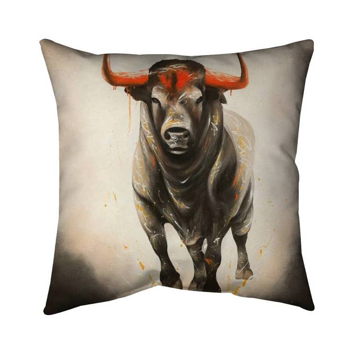 Fierce Bull Western Bedroom Animals Pillow | Home Decor for wholesale by BEGIN HOME DECOR