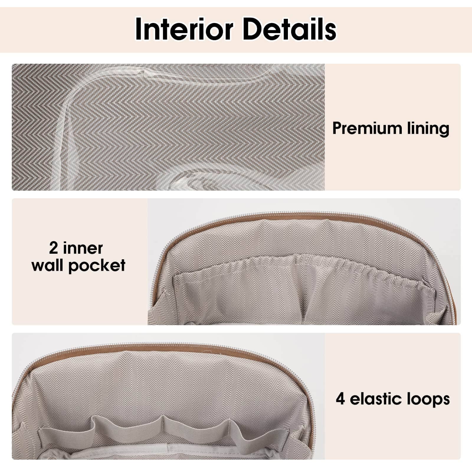 wandf - Venta al por mayor Bolsa para maquillaje - Bolsa de maquillaje de cuero vegano plana abierta, bolsa cosmética con cremallera3