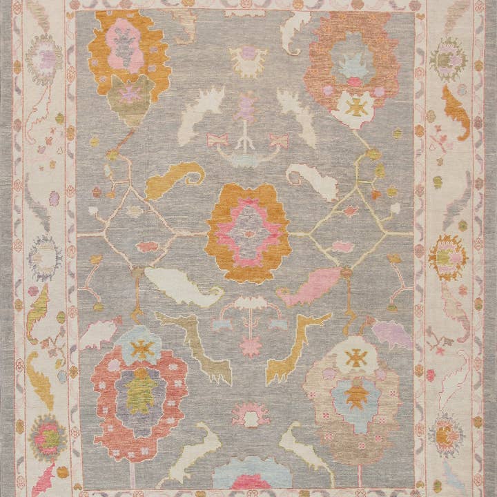 Oushak Hand-Knotted Area Rug, Taupe/Ivory - 8'9'' X 11'5'' for wholesale by Canvello