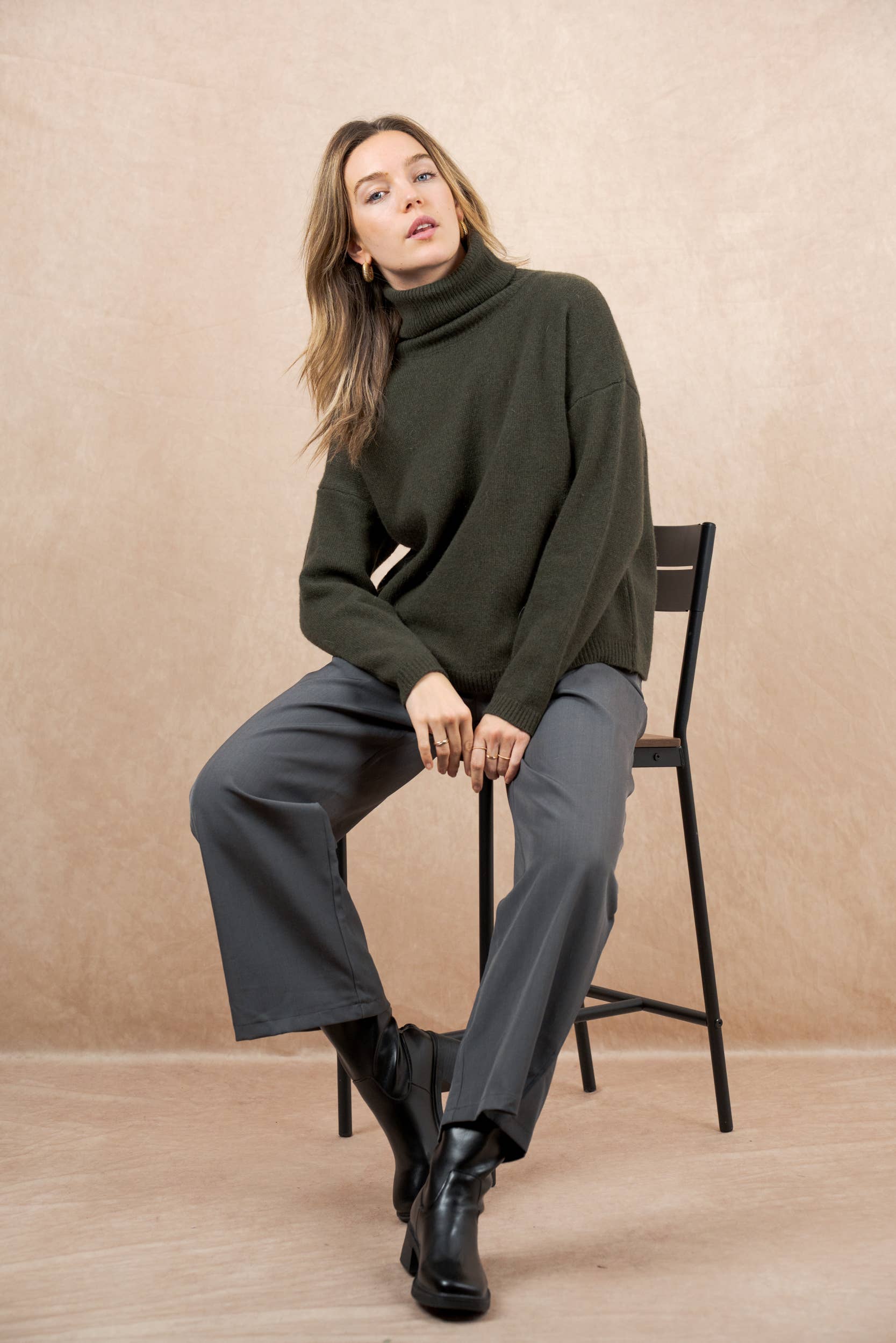 NAÏS PARIS - Vente Pull en maille – femme - Pull col roulé manches longues 100% laine merinos extrafine9