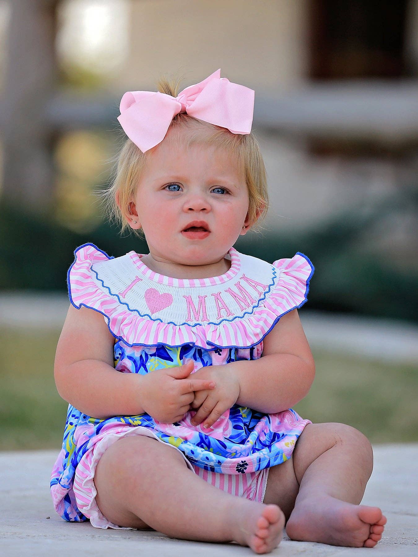 Rylee Faith Designs – wholesale Klädesset - Baby – "Jag ❤ MAMMA" Broderi Smocking Baby Flickor Bloomers Set2