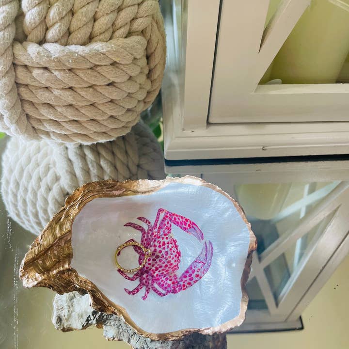 Shells by Shea - Wholesale Jewelry Dish - Oyster Shell Trinket Dish, Pink Crab Trinket Dish4