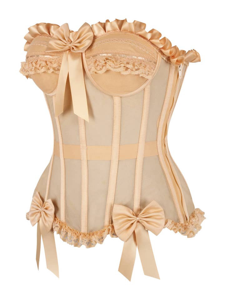 Daisy Corsets - Vente Bustier – femme - Corset bustier à armatures en acier désossé en maille nude