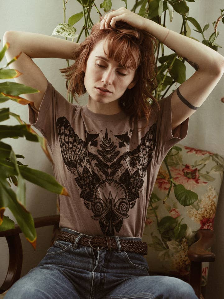 Solstice Handmade - Wholesale Screen Printed T-Shirt - Women's - Secret Garden Organic Cotton T shirt - Earth