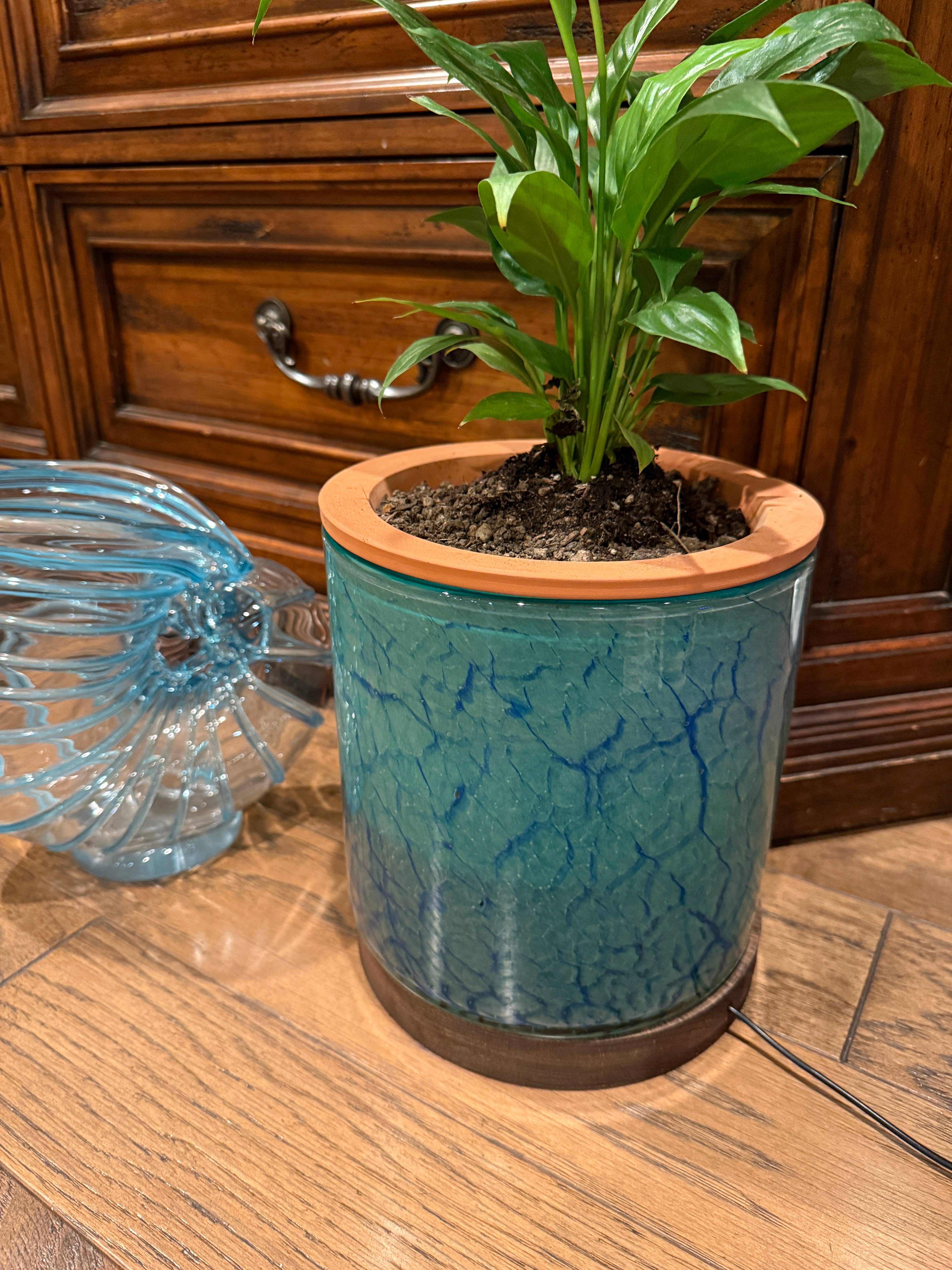 ApricotMint - Wholesale Plant Pot - 8" Art Glass LED Self Watering Planter (USB Plug-in)16