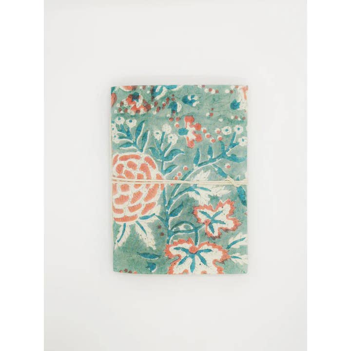 Nayda Diaries - Vente Blocs-notes - Carnet de notes vert d’eau block print indien2