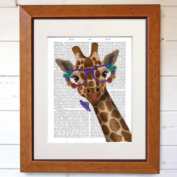 FabFunky Ltd - Wholesale Art Print - Giraffe and Flower Glasses 1, Book Print / Art Print2