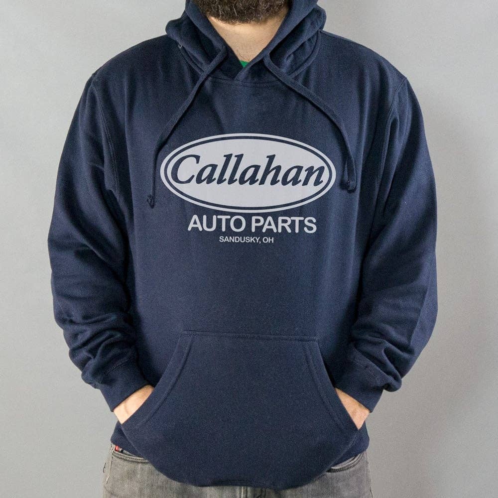 Navy Blue Callahan Auto Parts Hoodie for wholesale on Faire0
