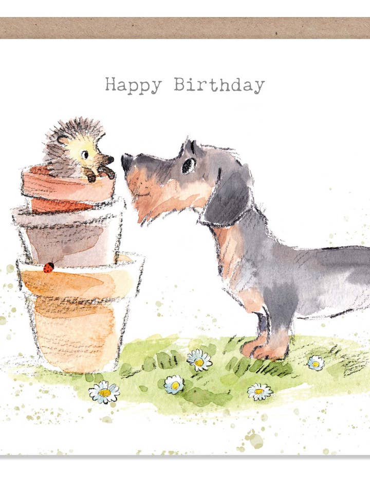 Födelsedagskort – Tax och igelkott – ABE102 för wholesale av Paper Shed Design Ltd