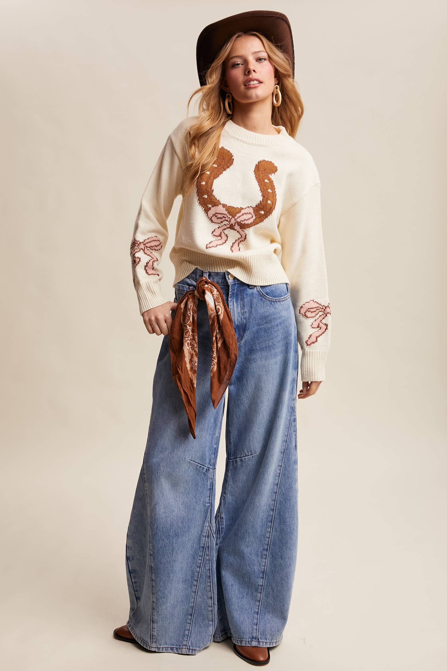 Listicle - Vente Pull en maille – femme - Pull en tricot à col en fer à cheval LSW10359