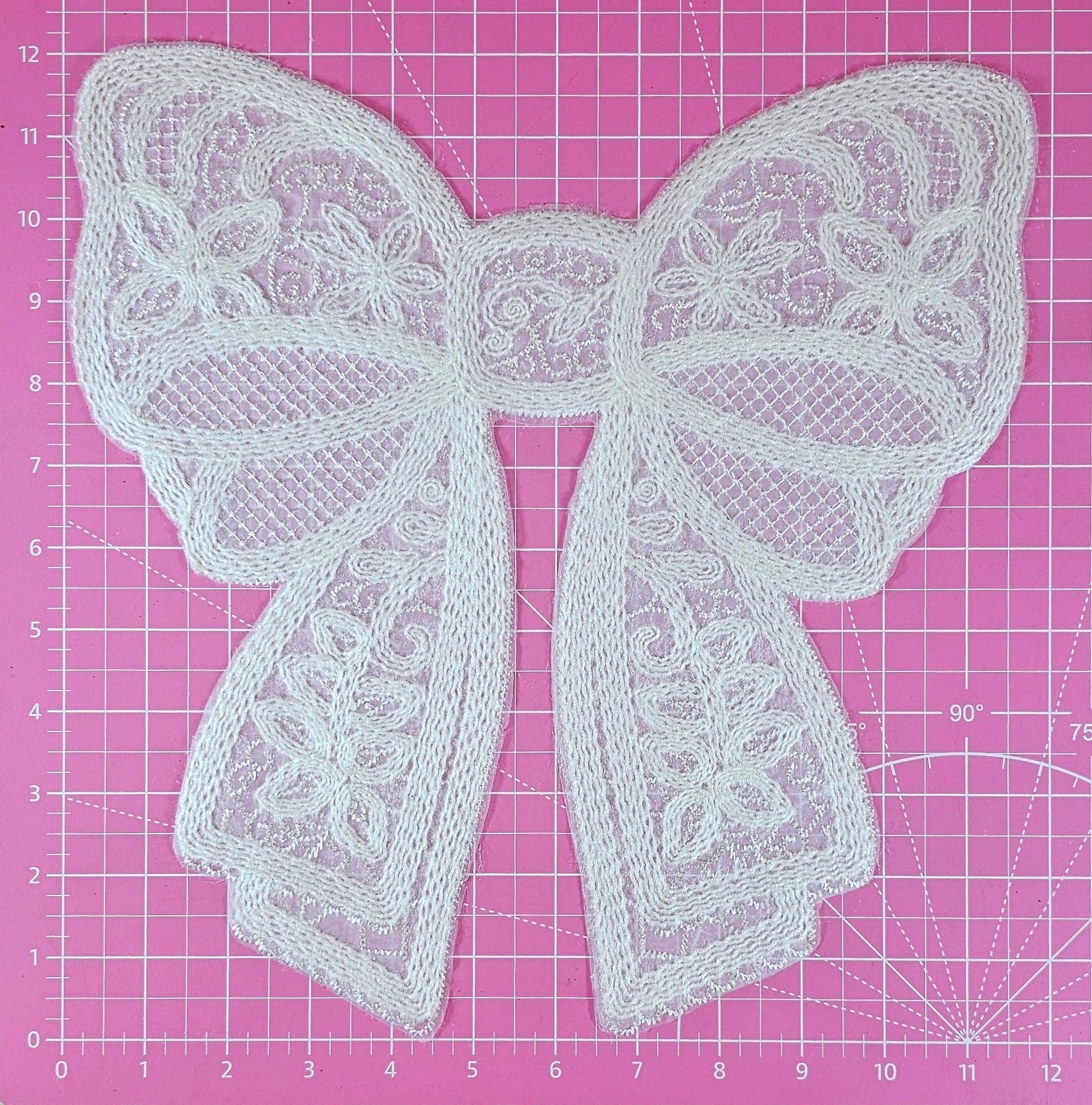 Scratch Decor - Wholesale Patch - Lace Bow Doily White Large Iron On Patch2