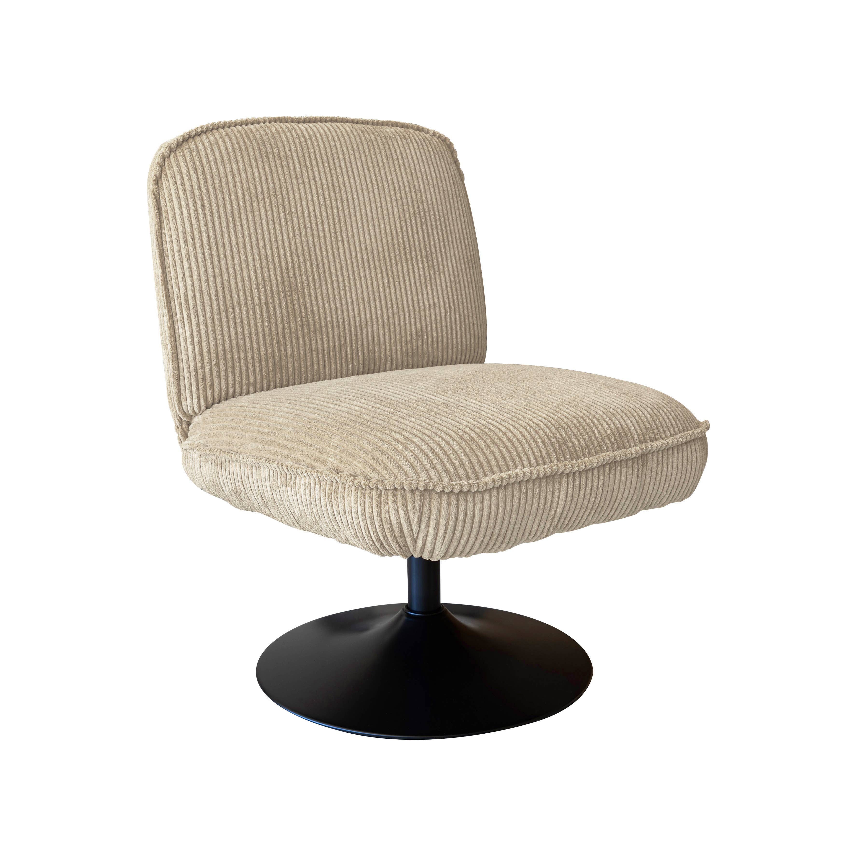 Now's Home - Wholesale Chair - Beige corduroy swivel chair with black base FUNKY1