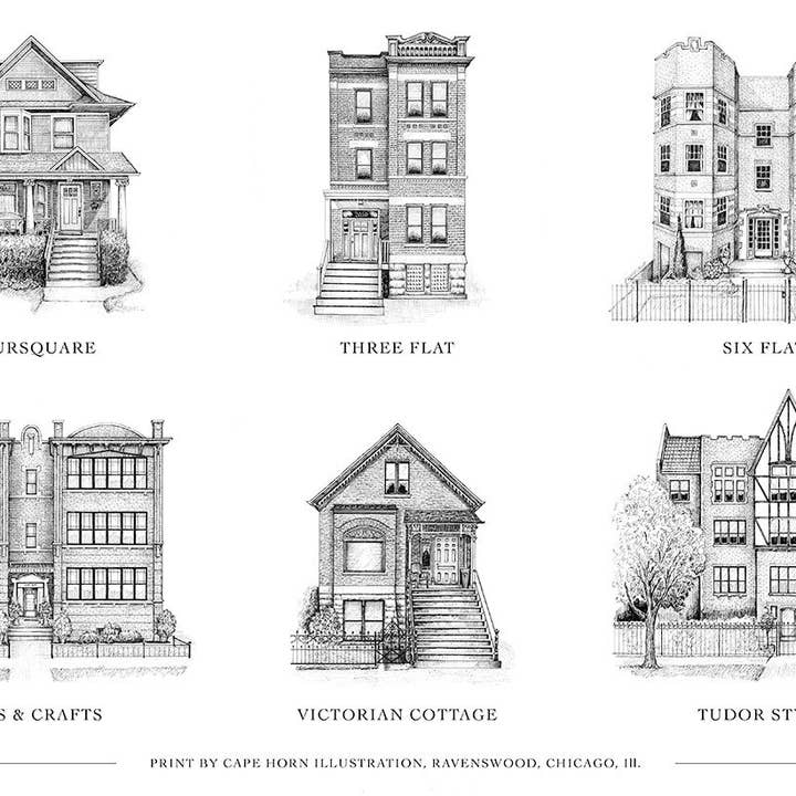 Wonder City Studio - Wholesale Art Print - A Guide To Chicago Home Styles