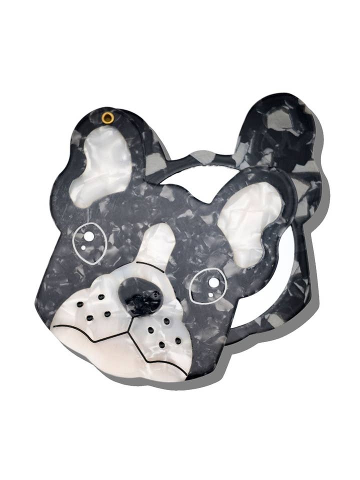 Hand-painted Frenchie Dog Compact Mirror | Eco-Friendly for wholesale by Solar Eclipse