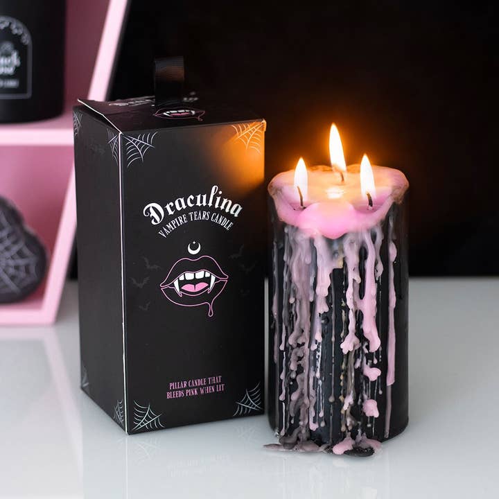 Something Different Wholesale - Wholesale Pillar Candle - Large Pink Vampire Tears Gothic Bleeding Pillar Candle