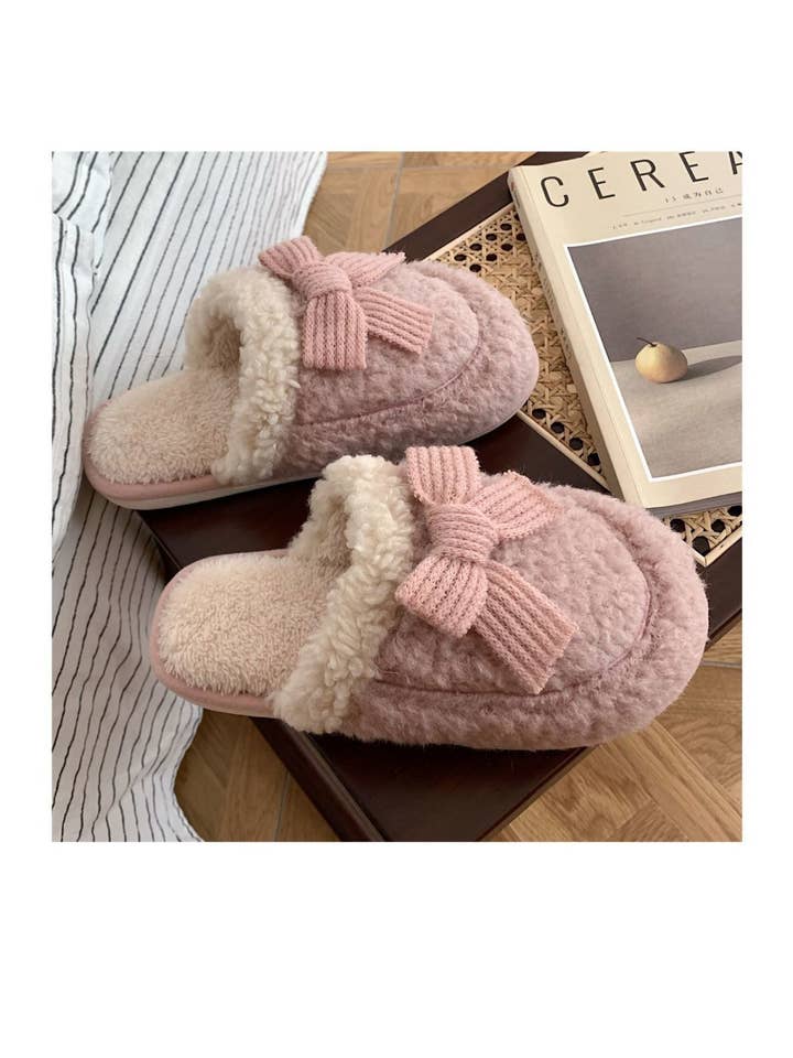 Miss Sparkling - Wholesale Slippers - Women's - Cozy Knit Bow Slippers