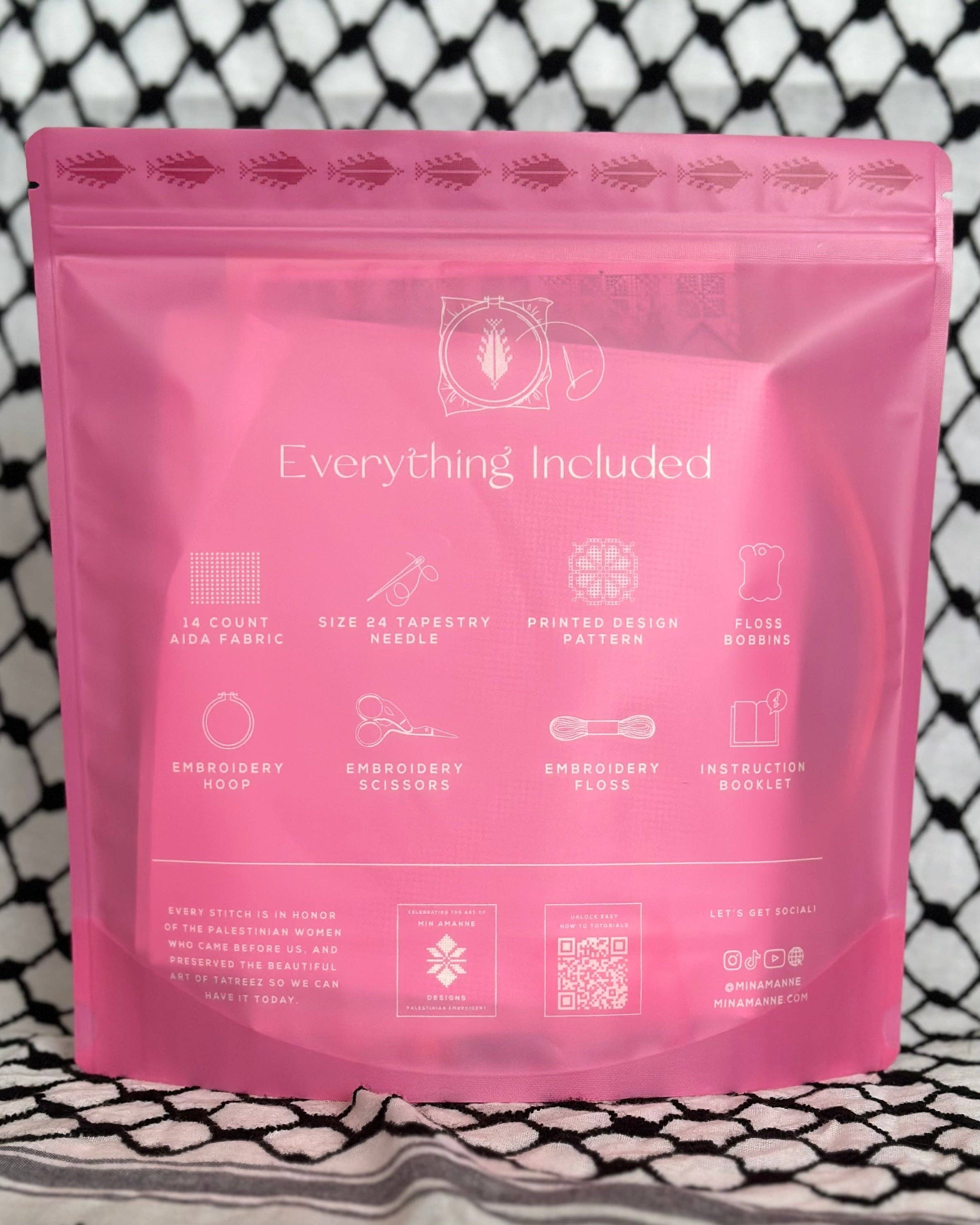 Min Amanne Tatreez Designs - Wholesale Embroidery/Cross Stitch Supplies - Irq Al Qalb Gaza Tatreez Kit2