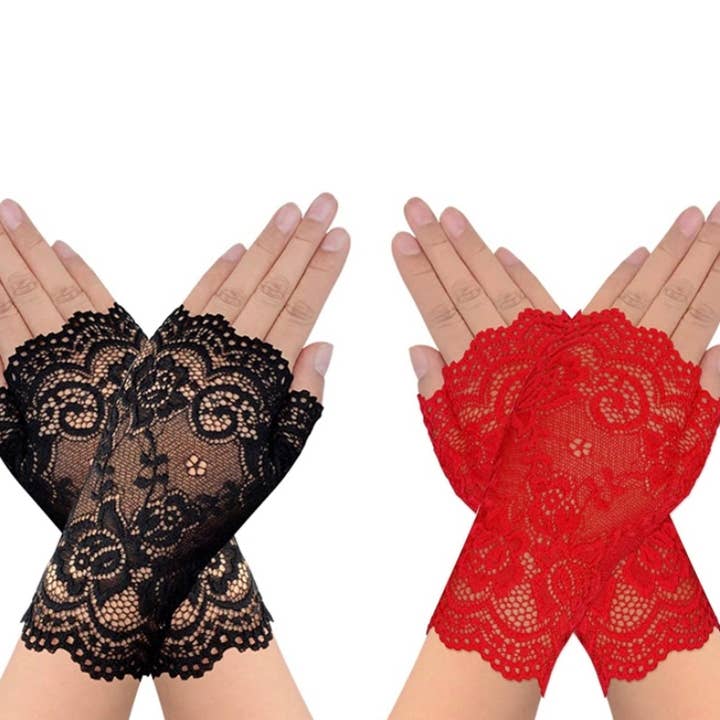 SugarQuoteMeNot LLC - Wholesale Handschoenen - Dames - Vingerloze kanten handschoenen (3 kleuren beschikbaar)3