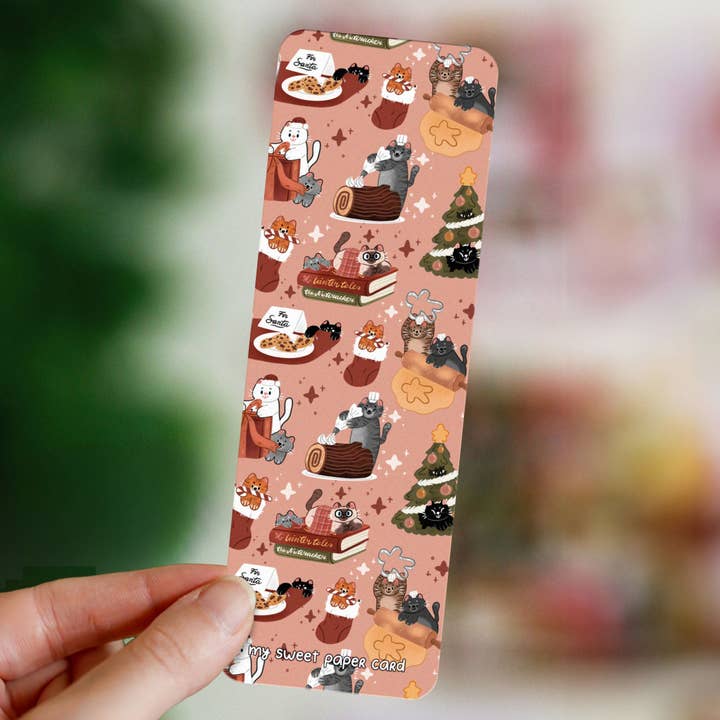 Tiny kitties preparing Xmas - Christmas Bookmark for wholesale by My Sweet Paper Card