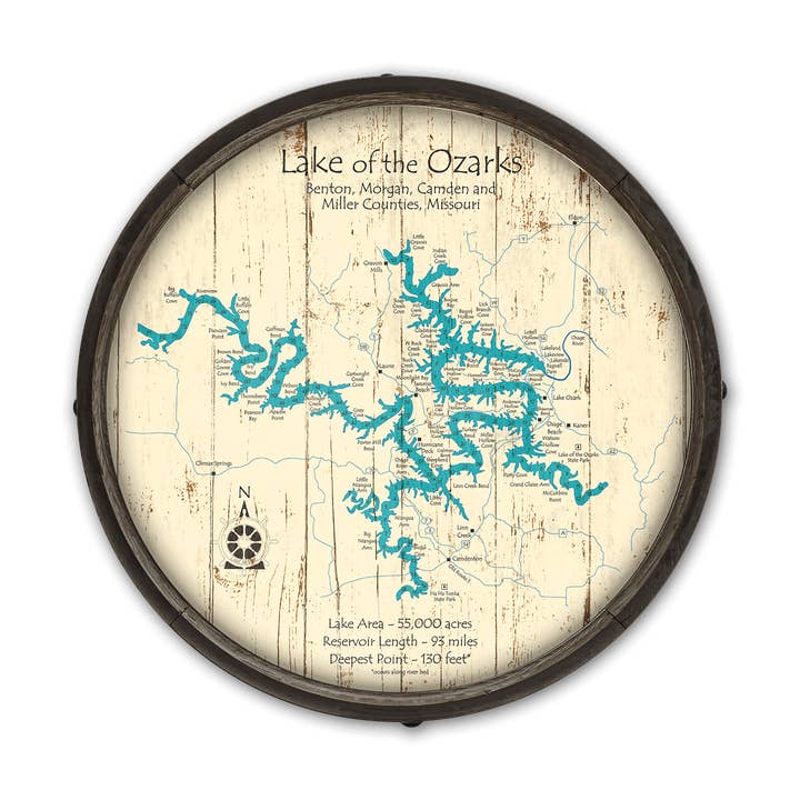 Lac des Ozarks, Missouri sur un bout de tonneau pour la vente par Old Wood Signs