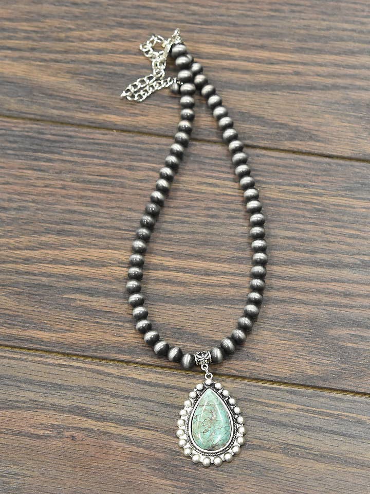 732606, 16" Handmade Navajo Turquoise Necklace for wholesale by ISAC Trading Inc