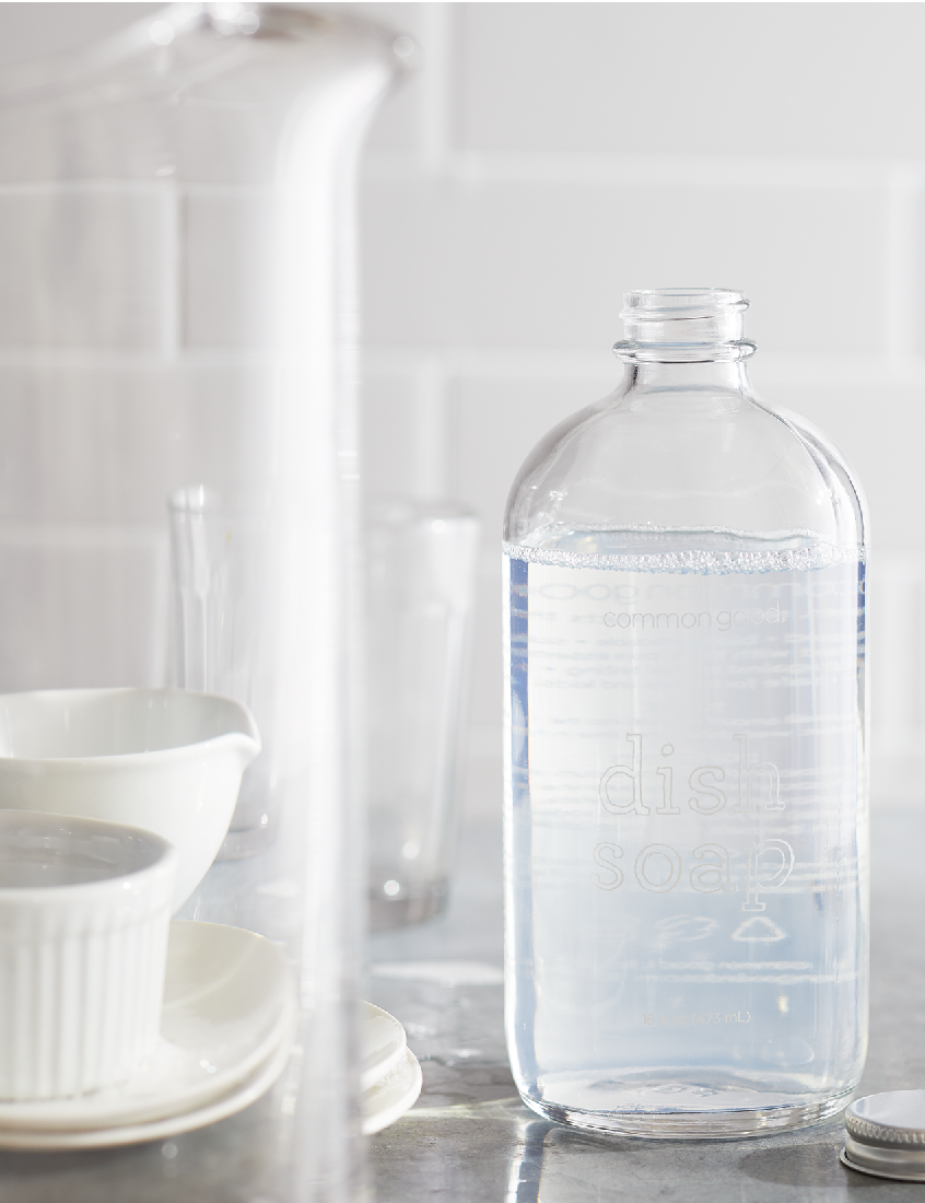 Refillable Dish Soap Glass Bottle, Empty 16oz– Common Good