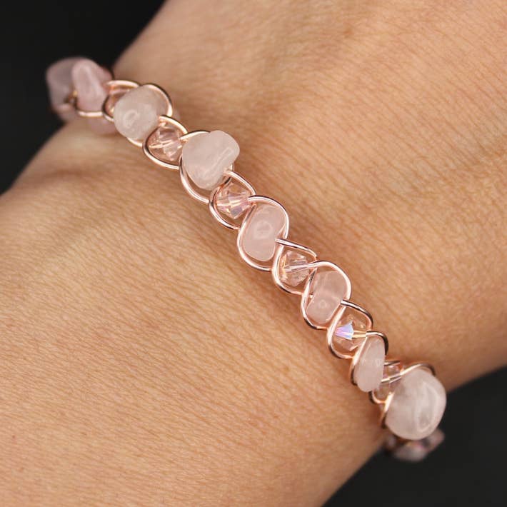 Rose Quartz Bangle Bracelet (w/ Clasp) for wholesale by Born to Roam Trading Post