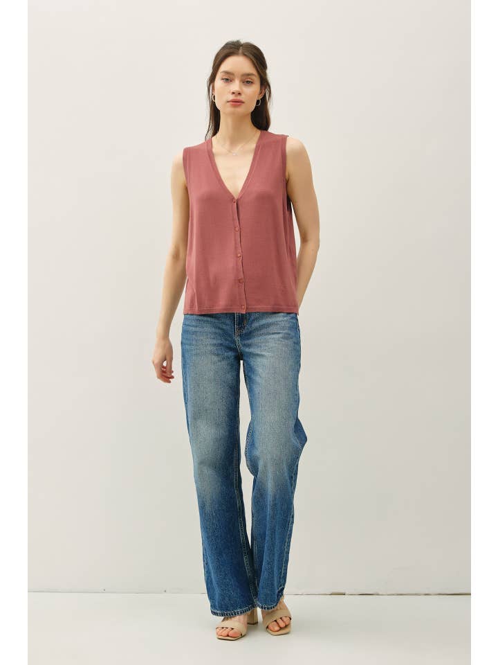 Be Cool - Wholesale Sweater Vest - Women's - BOXY CUT BUTTON UP V-NECK SWEATER VEST 21