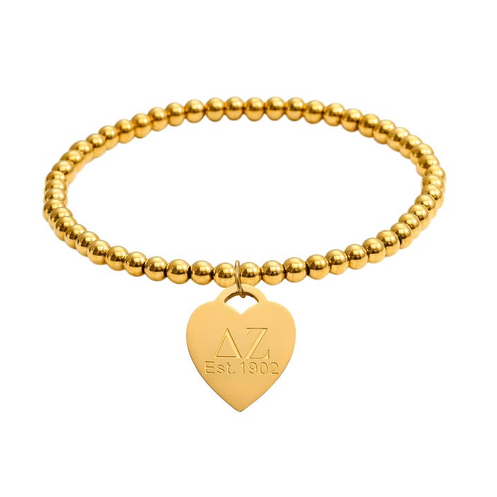 Delta Zeta - Bead Bracelet: Heart Tag for wholesale by Shawn Paul