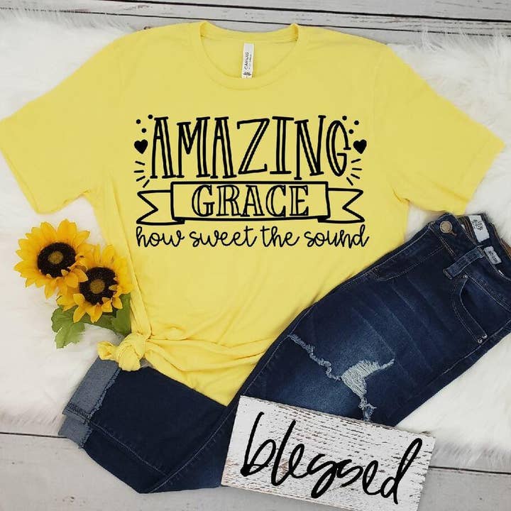 Geweldige Genade Hoe Zoet de Klank Enkele Kleur (Volwassene) voor wholesale door Heat Transfer Hub