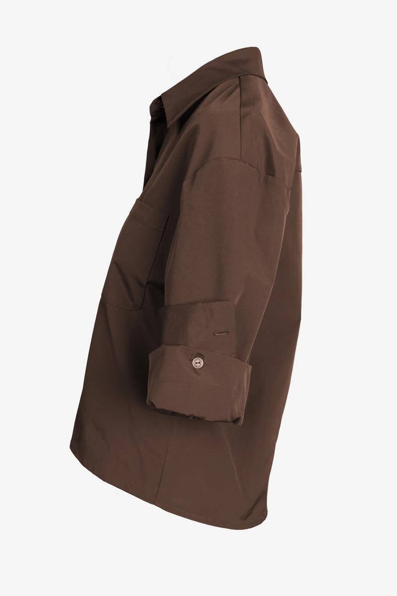 Naked Zebra – Großhandel Bluse – Damen – Bluse mit hochgekrempelten Ärmeln und Knopfleiste23