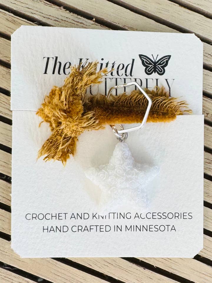 Rose Star - white for wholesale by The Knitted Butterfly