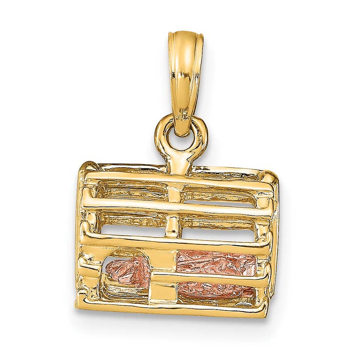 Piège à homard 3D bicolore 10 carats avec pendentif en forme de homard amovible pour la vente par Sophia Jewelers