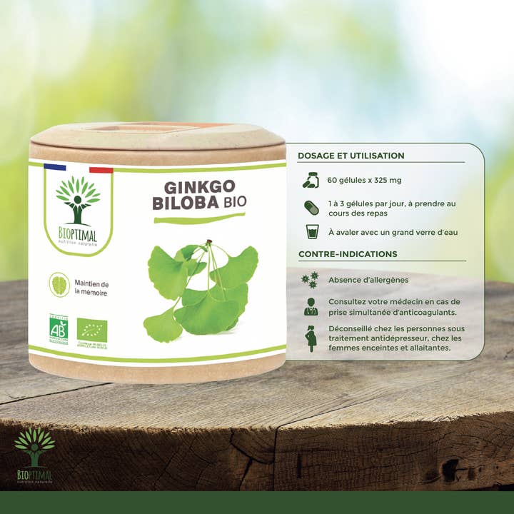 Bioptimal – wholesale Oral supplement/vitamin – Organic Ginkgo Biloba - Dietary supplement - in capsules