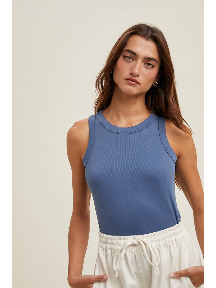 Wishlist Apparel - Wholesale Tank Top - Women's - CREW NECK RIBBED KNIT TANK TOP / WL18-1044