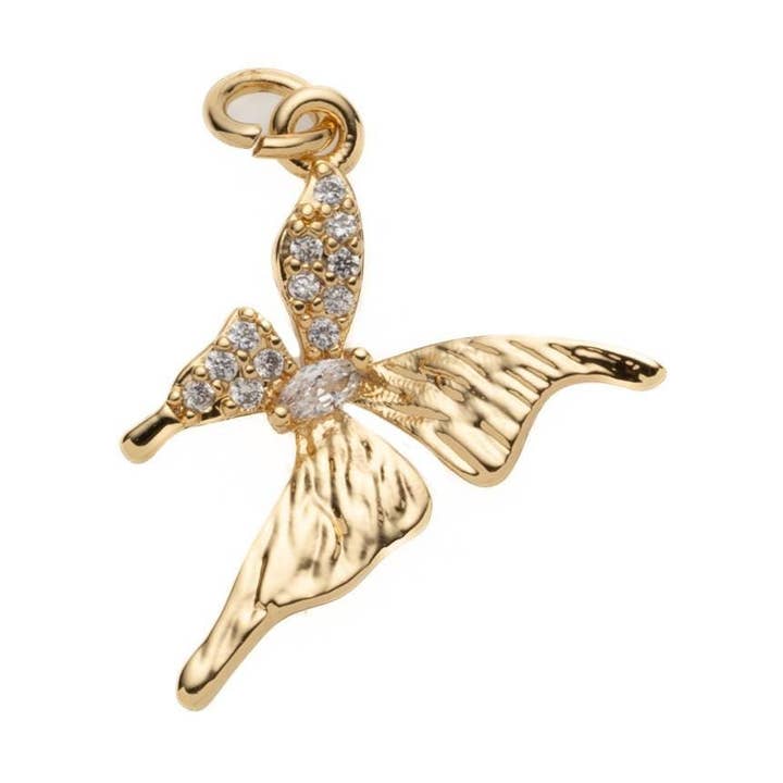 Colgante de Mariposa Brillante con Pavé de CZ Dorado para Joyería para venta al por mayor de Jewel Pledge