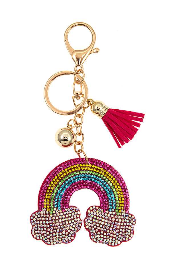 AS SHOWN RHINESTONE PAVE RAINBOW KEYCHAIN for wholesale on Faire0