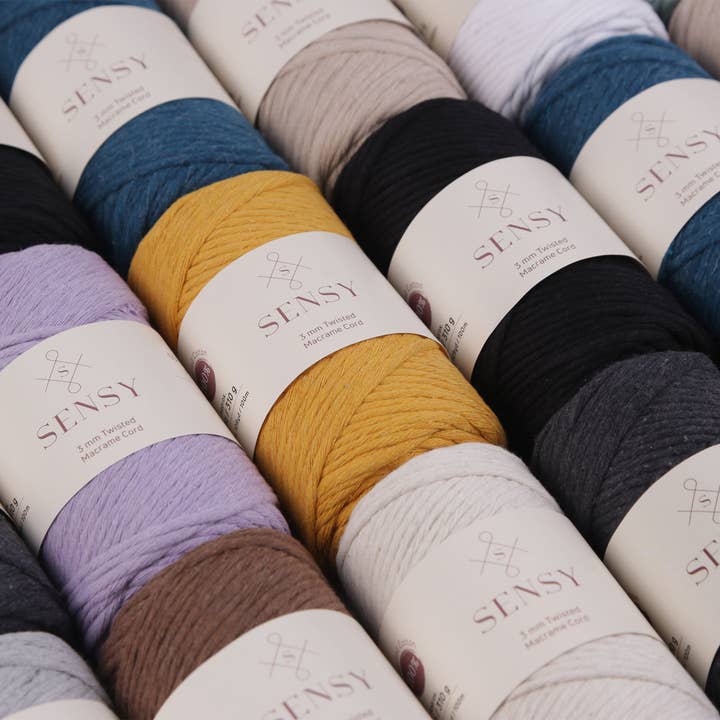 Sensy - Wholesale Yarn - Sensy Premium 3mm - 109 Yards 100% Recycled Cotton Single Strand Macrame Cord3