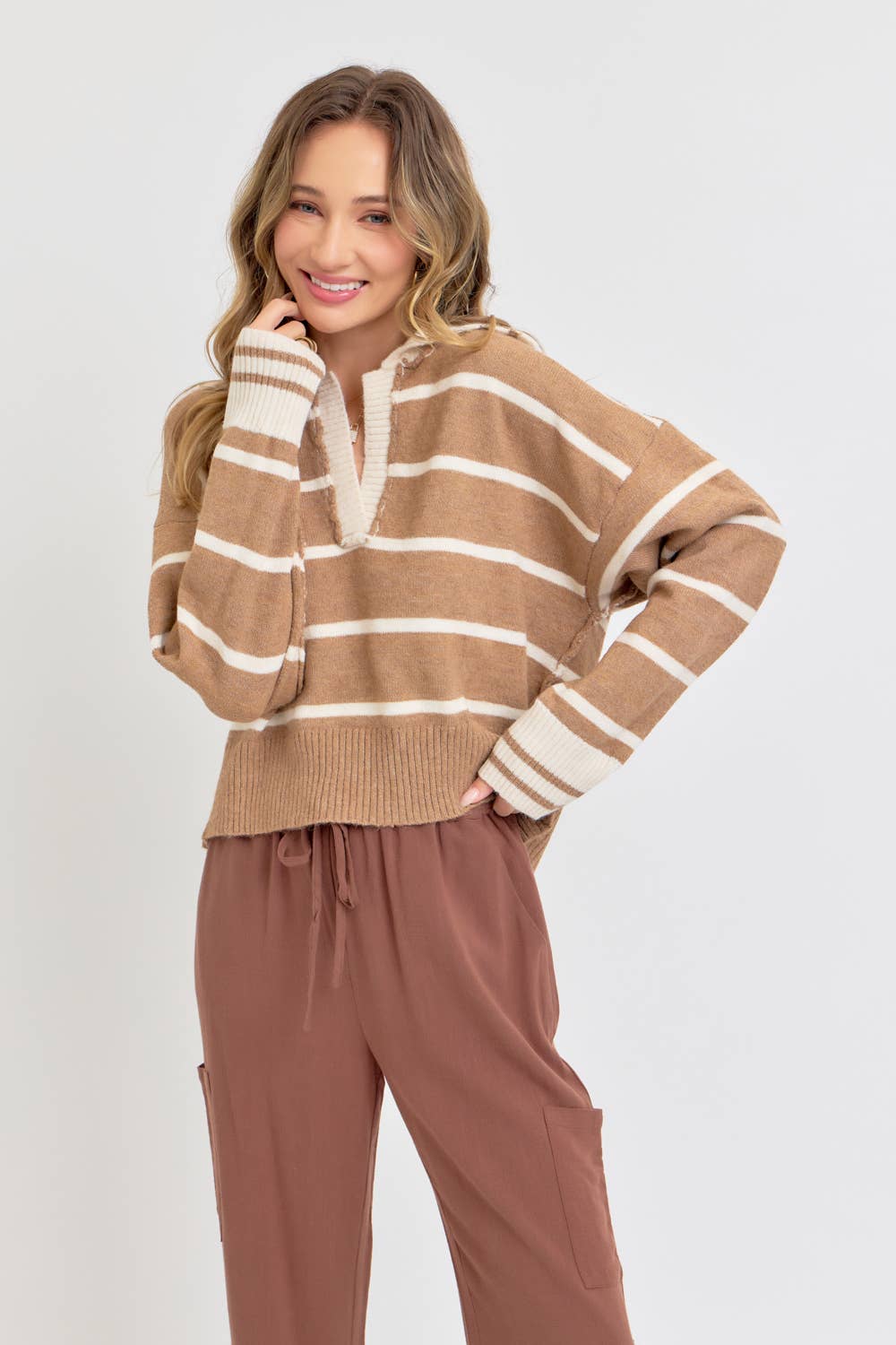 Sweet Lovely by Jen - Wholesale Knit Sweater - Women's - STRIPED EVERYDAY  KNIT SWEATER24