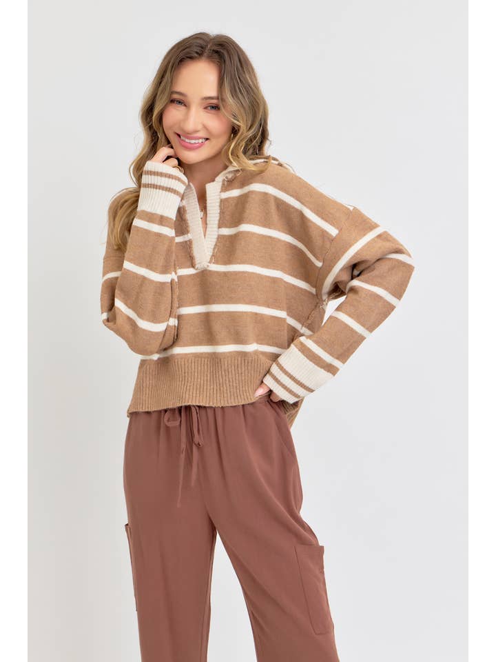 Sweet Lovely by Jen - Wholesale Knit Sweater - Women's - STRIPED EVERYDAY KNIT SWEATER24