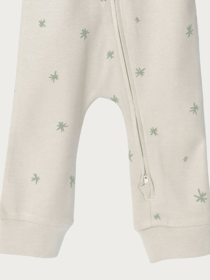 Babu - Wholesale Jumpsuit – Baby - Footless Printed Onesie Zipsuit - Sage Star2