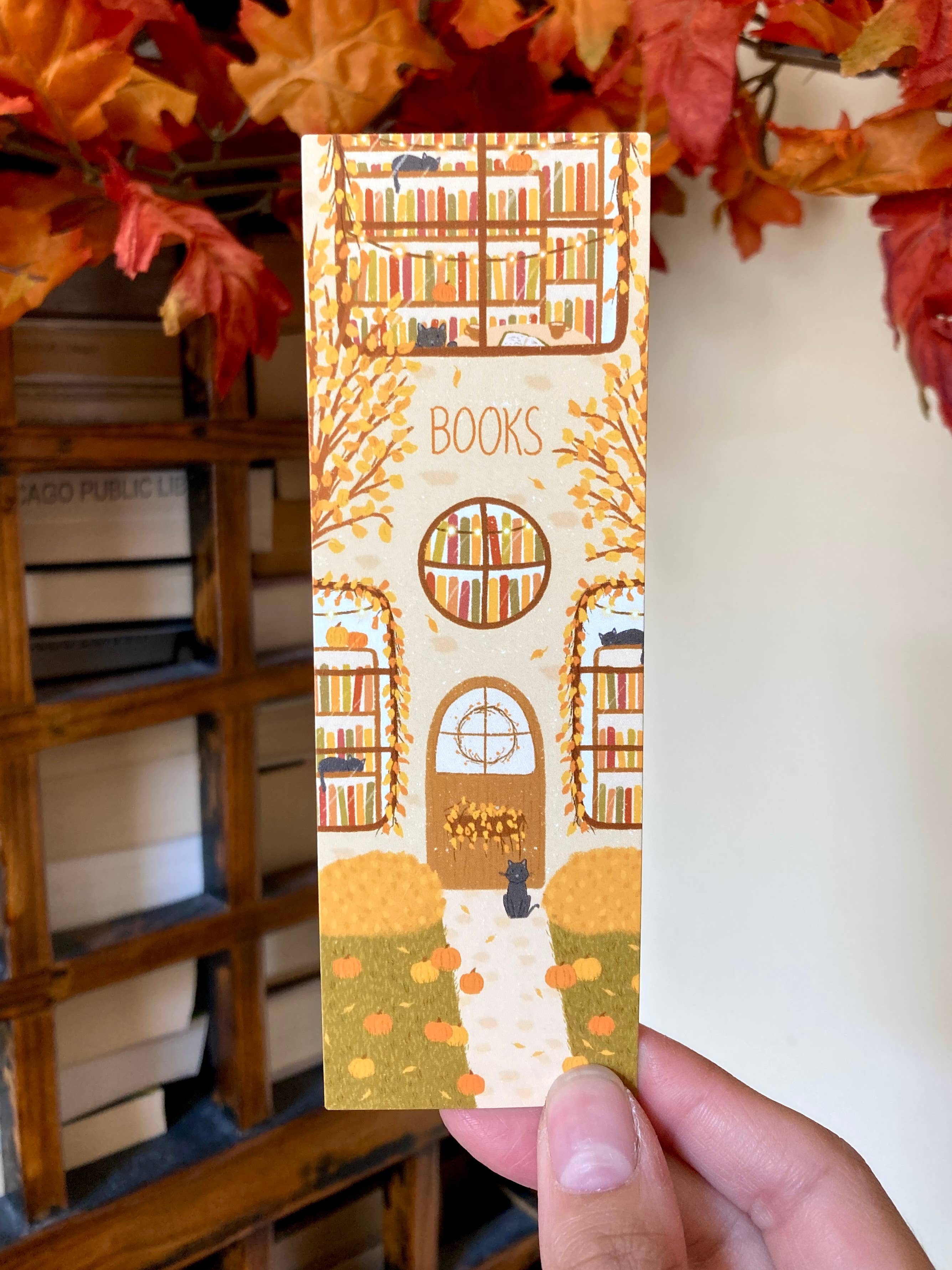 Tales and Pages Shop - Wholesale Bookmark - Fall Bookstore Bookmark with Cats0