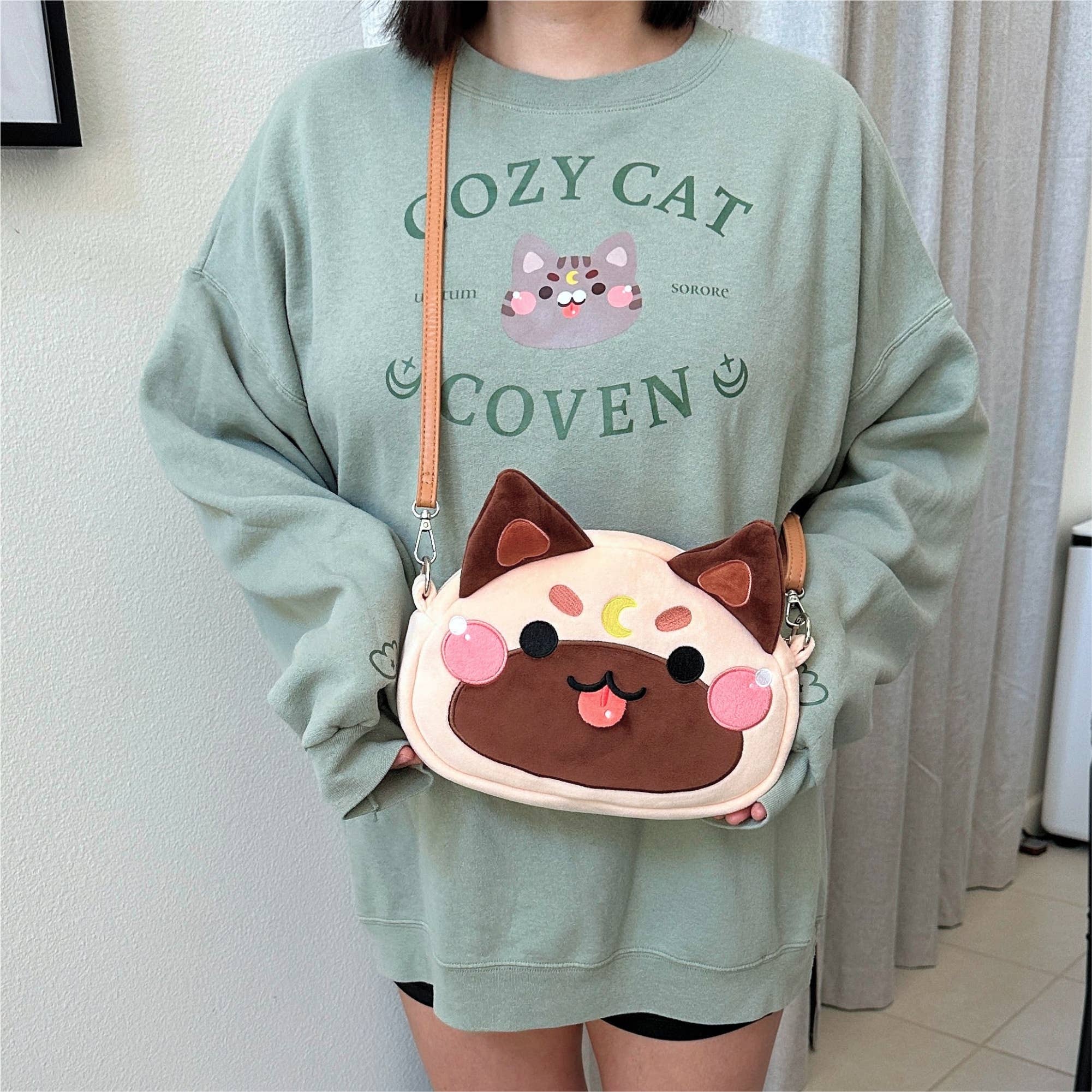 Starry Paw Shop - Wholesale Crossbody Bag - Unisex - Moon Cat Crossbody Bags with leather strap17