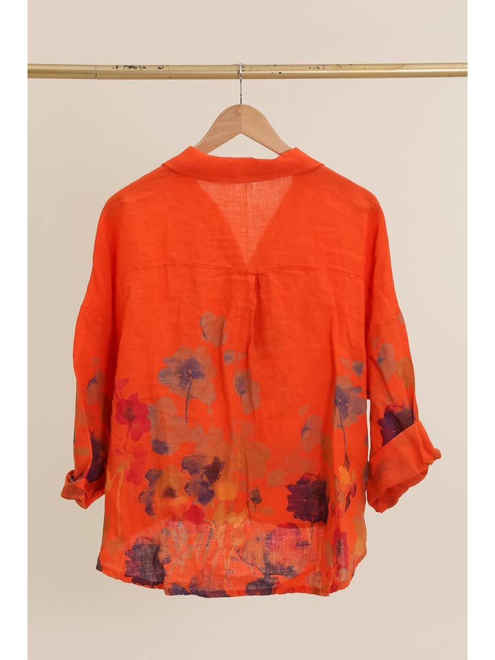 la maison des fibres naturelles – wholesale College/Baseball Jacket - Women’s – Floral print blouse 20984 100% linen29