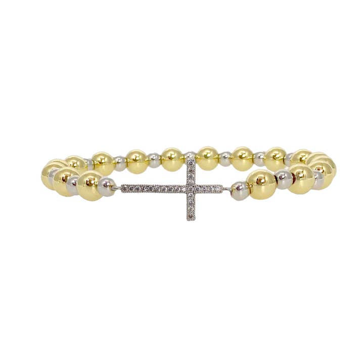 Love, Lisa - Wholesale Beaded Bracelet - Catholic Cross Stretch Diamond Beaded Bracelet