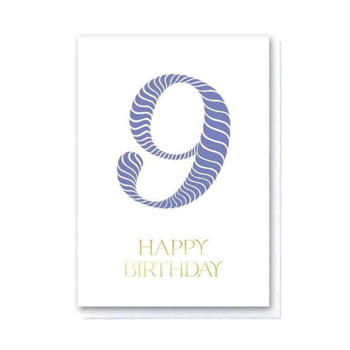 Birthday Stripes Lilac Ninth Birthday Card for wholesale by Grace Jackson Design
